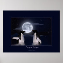 PENGUINS & MOON Art Poster