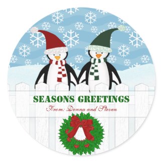 Penguins Personalized Christmas Stickers sticker