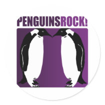 Penguins Rock! Round Sticker