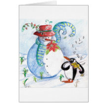 PENGUIN'S SERENADE , white blue red black Cards