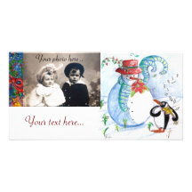 PENGUIN'S SERENADE , white blue red black Picture Card