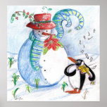 PENGUIN'S SERENADE , white blue red black Posters