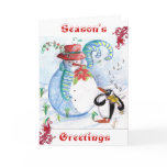 PENGUIN'S SERENADE , white blue red Greeting Cards