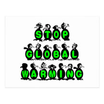 Penguins stop global warming postcard