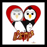 Penguins Wedding Heart RSVP