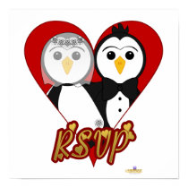Penguins Wedding Heart RSVP posters by animalacres Penguins Wedding Heart RSVP posters