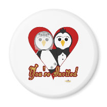 Penguins Wedding Heart You're Invited magnets