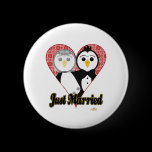 Penguins Wedding Lace Heart Just Married