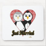 Penguins Wedding Lace Heart Just Married