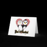 Penguins Wedding Lace Heart You're Invited