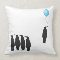 Penguins with balloon cushion pillow pillows