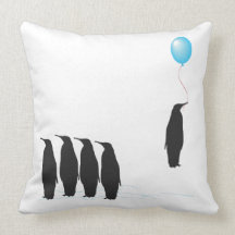 Penguins with balloon cushion pillow