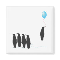 Penguins with balloon fridge magnet magnets