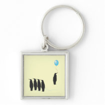 Penguins with balloon keychain keychains