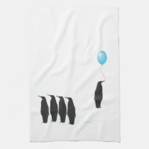Penguins with balloon kitchen tea towel kitchen towels