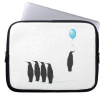Penguins with balloon laptop sleeve laptop sleeves