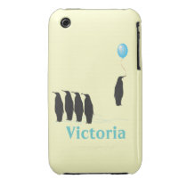 Penguins with balloon name iPhone 3g 3gs case casemate cases