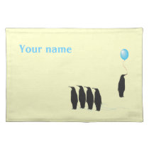 Penguins with balloon name placemat placemats