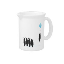 Penguins with balloon pitcher jug pitchers