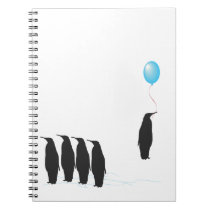 Penguins with balloon spiral bound notebook notebooks