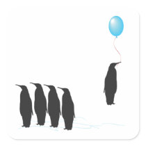 Penguins with balloon stickers stickers