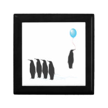 Penguins with balloon wooden trinket gift box gift boxes