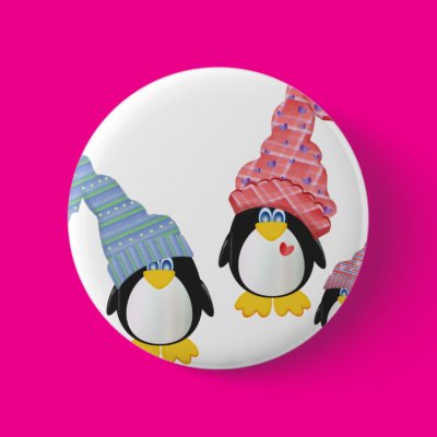 Penguins With Hats Pins Zazzle_button Penguins With Hats Pins Zazzle_button