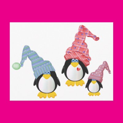 Penguins With Hats Post Card Zazzle_postcard Penguins With Hats Post Card Zazzle_postcard