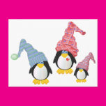 Penguins With Hats Post Card