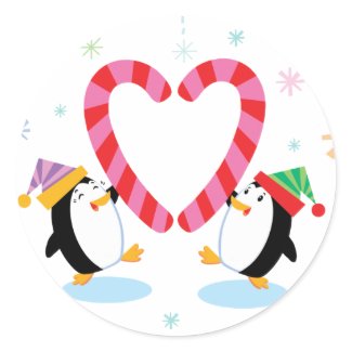 Penguins with Heart Shaped Candy Canes