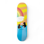 Penguins with ice cream and rainbow skateboard