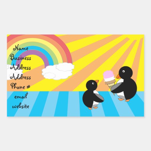 Penguins with ice cream and rainbow sticker