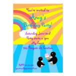 Penguins with ice cream  birthday invitation
