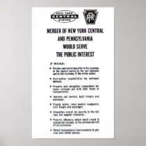 Penn Central Railroad Merger 1968 Poster