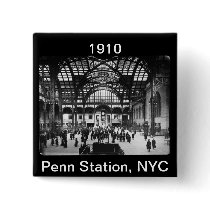 Penn Station NYC 1910 Magic Lantern Slide Pinback Buttons