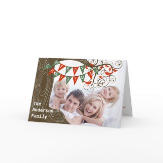 Pennant Tree Happy Holidays Card With Your Photo card