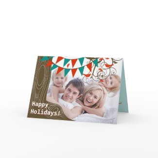 Pennant Tree Happy Holidays Card With Your Photo card