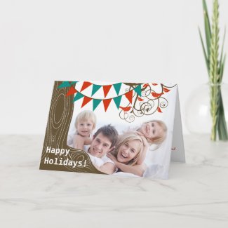 Pennant Tree Happy Holidays Card With Your Photo card