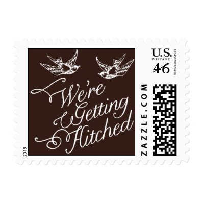 Penned - We&#39;re Getting Hitched - Brown Postage Stamp
