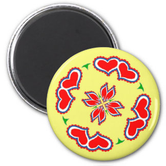 Pennsylvania Dutch Hex sign Hearts 2 Inch Round Magnet
