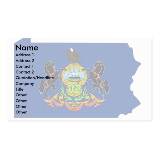 Pennsylvania Flag Map Business Card Template (front side)