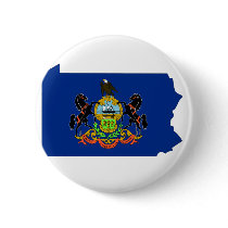 Pennsylvania Flag Map Pinback Buttons