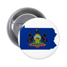Pennsylvania Flag Map Pinback Buttons
