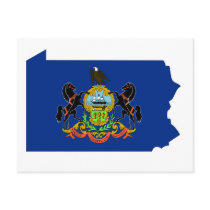Pennsylvania Flag Map Postcards