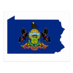 Pennsylvania Flag Map Postcards