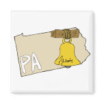 Pennsylvania PA Map with Liberty Bell Cartoon Art Fridge Magnets