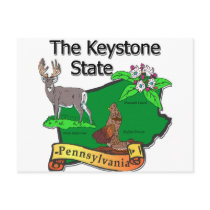 Pennsylvania The Keystone State Bird Deer Flower Postcards