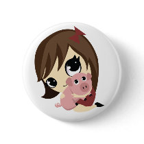 Penny and Snickerdoodle - Brown Hair buttons by ButtermilkBiscuits Penny and Snickerdoodle - Brown Hair buttons