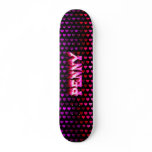 Penny skateboard pink fire and flames design
