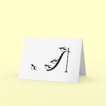 Penquin Parade Slide Greeting Card cards